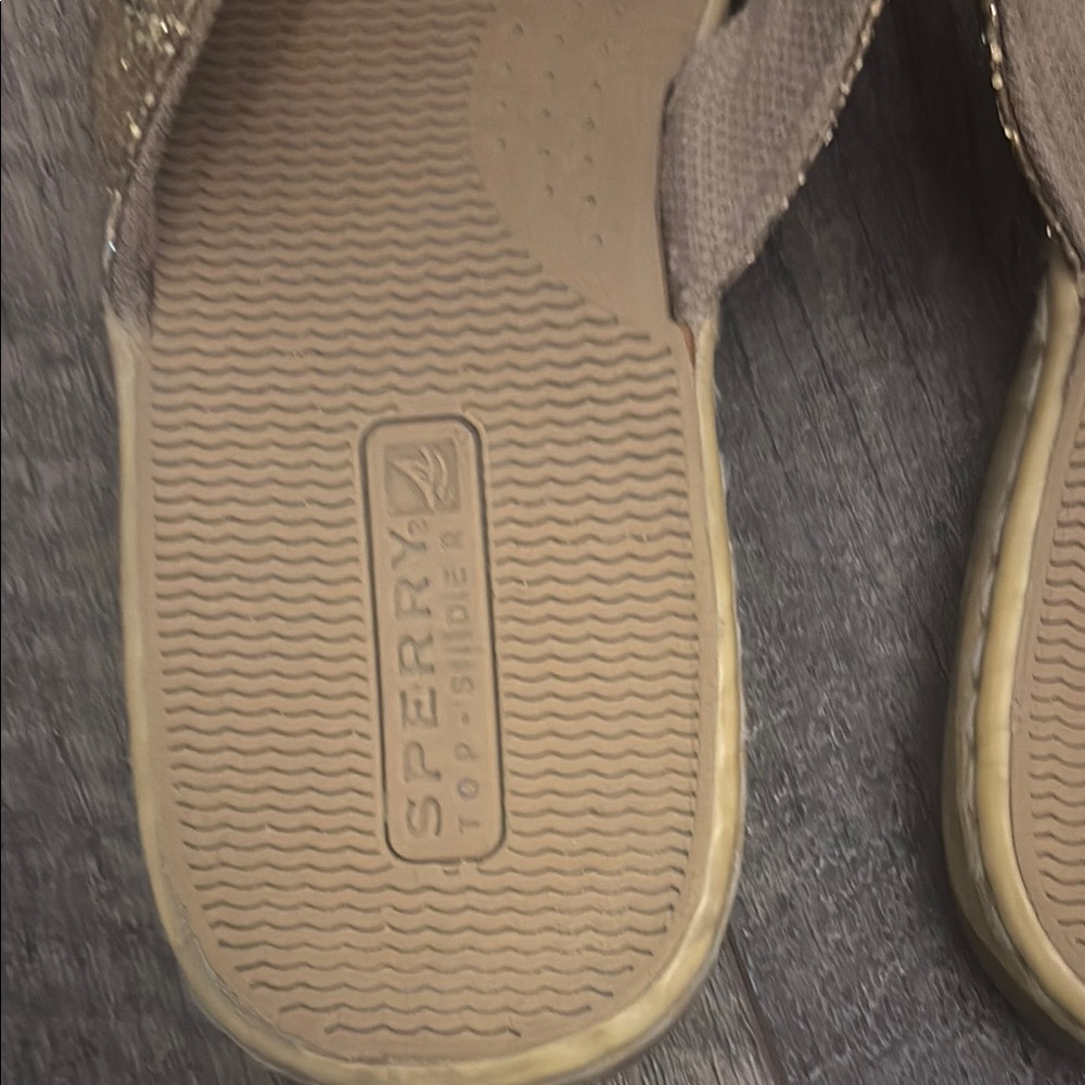 Sperry Gold and Tan Flip-Flops - Picture 2 of 8